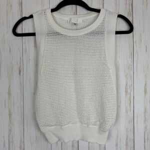 Moussy White Sleeveless Mesh Top XS